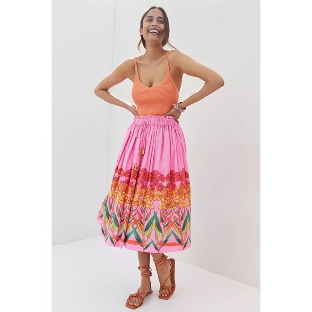 NWT Anthropologie Roopa Pemmaraju Midi Floral Skirt Size Large